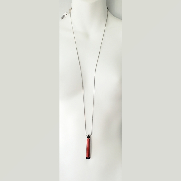 Chico's Red Contemporary Modern Sleek Long Snake Chain 30" Necklace - Picture 2 of 2